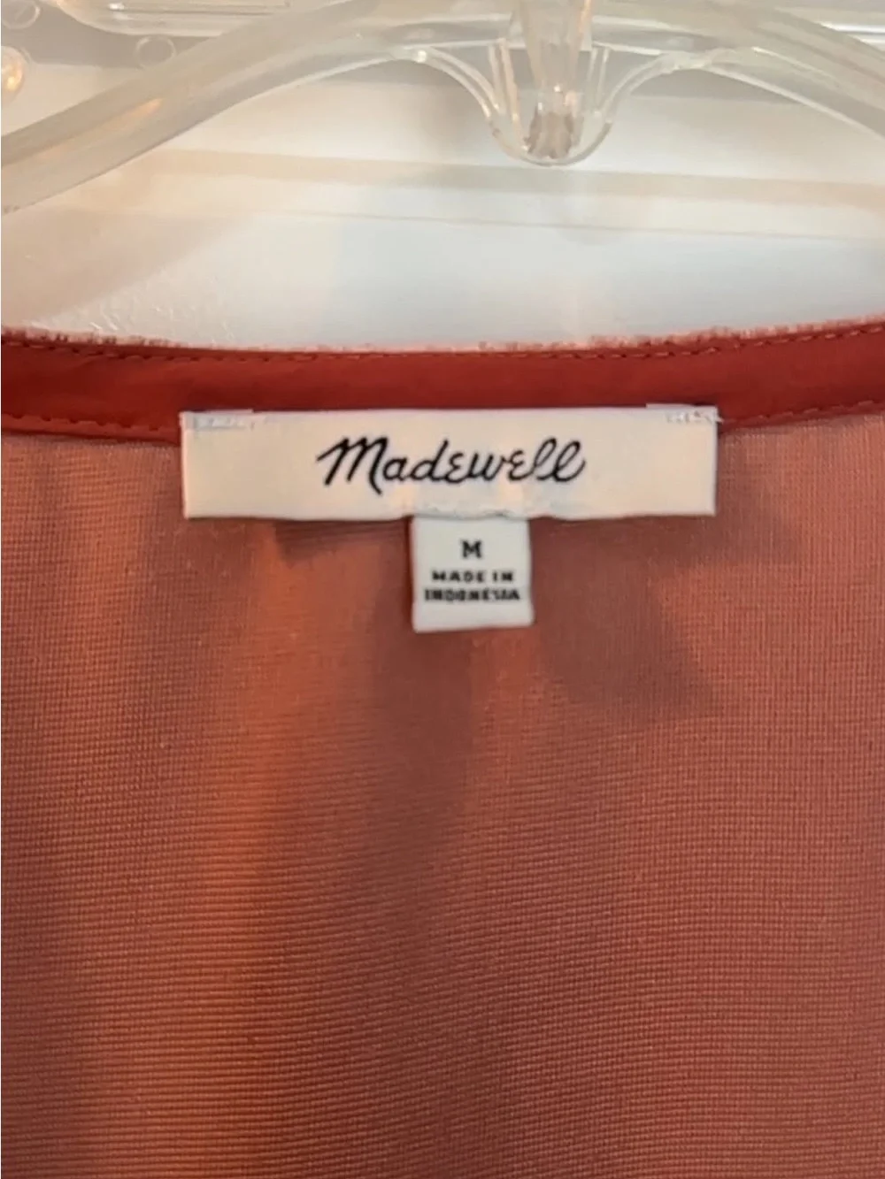 Madewell Rust Velvet V-Neck Puff Sleeve Blouse